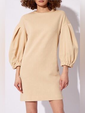 NWT MaxMara Malia Shift Dress  in Cream with Puff-Sleeves